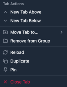 Tab Actions